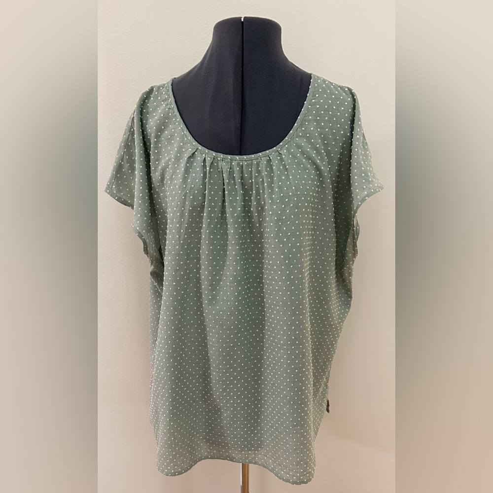 Green Polka Dot Women's Top Plus Size 1X